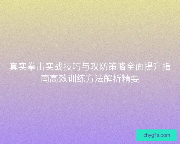 真实拳击实战技巧与攻防策略全面提升指南高效训练方法解析精要