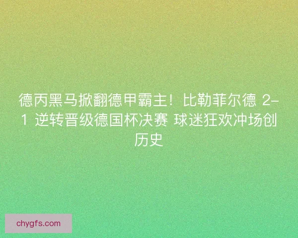 德丙黑马掀翻德甲霸主！比勒菲尔德 2-1 逆转晋级德国杯决赛 球迷狂欢冲场创历史