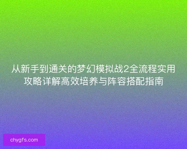 从新手到通关的梦幻模拟战2全流程实用攻略详解高效培养与阵容搭配指南