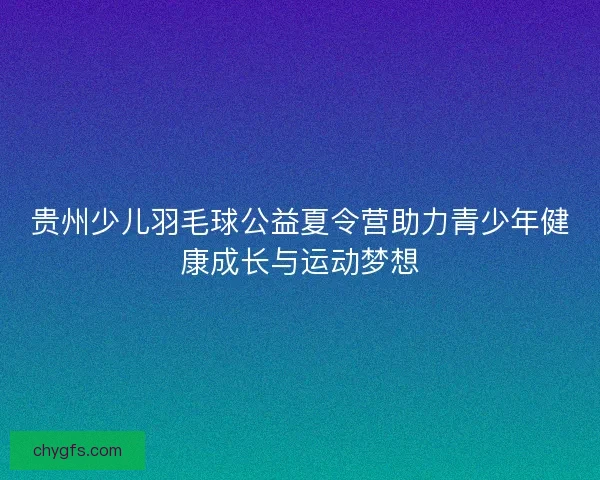 贵州少儿羽毛球公益夏令营助力青少年健康成长与运动梦想